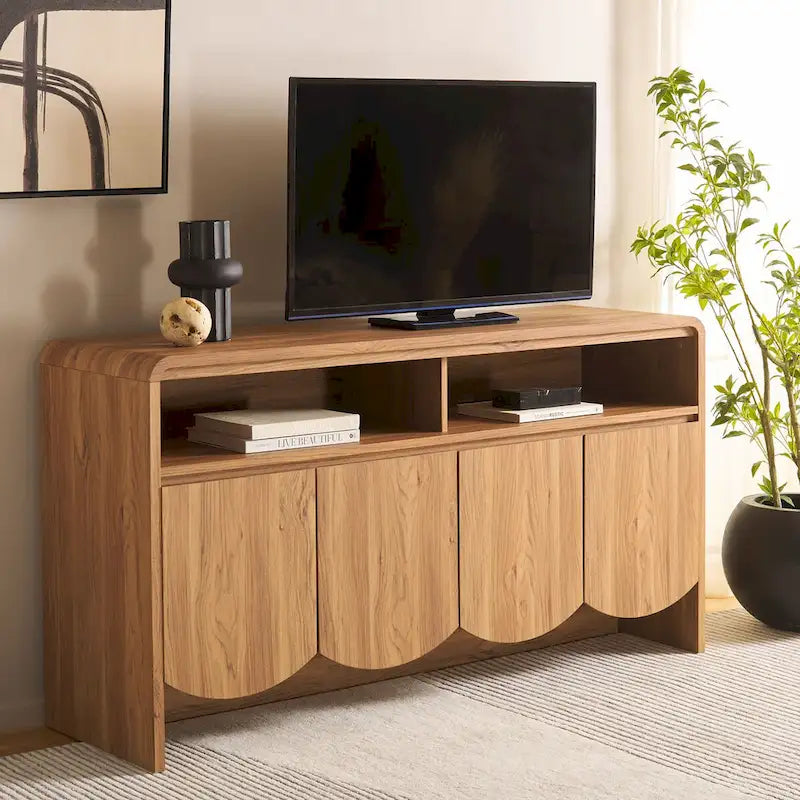SAFAVIEH Home Narine 4 Door 2 Shelf Sideboard/Media Stand. - 61Wx18Dx32H